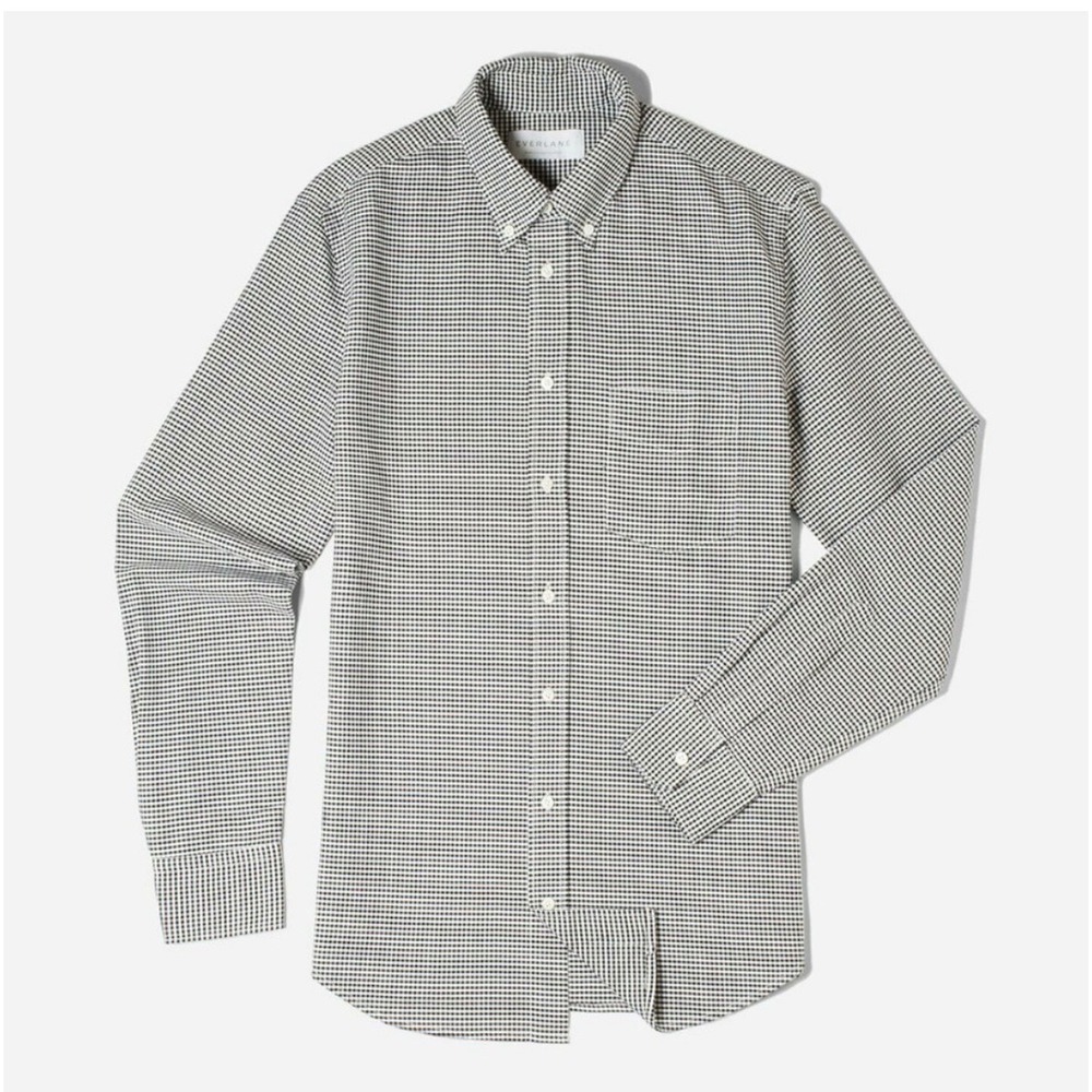Everlane Men's XL Navy White Gingham Check Button Down Long Sleeve Shirt